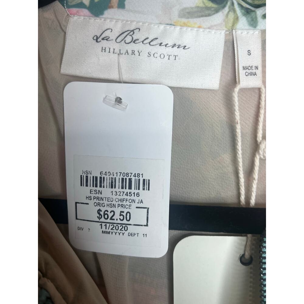 ☀️LaBellum by Hillary Scott Floral Bird Chiffon Zip Jacket Size Small NWT - Picture 4 of 7